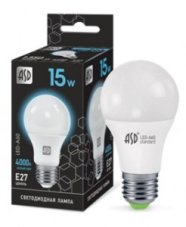 Лампа светодиодная ЛОН A60 E27 15W(1350lm) 4000К 4K 110x60 пластик/алюм ASD LED-A60-black 4393